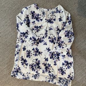 J. Jill White and Purple Floral Blouse